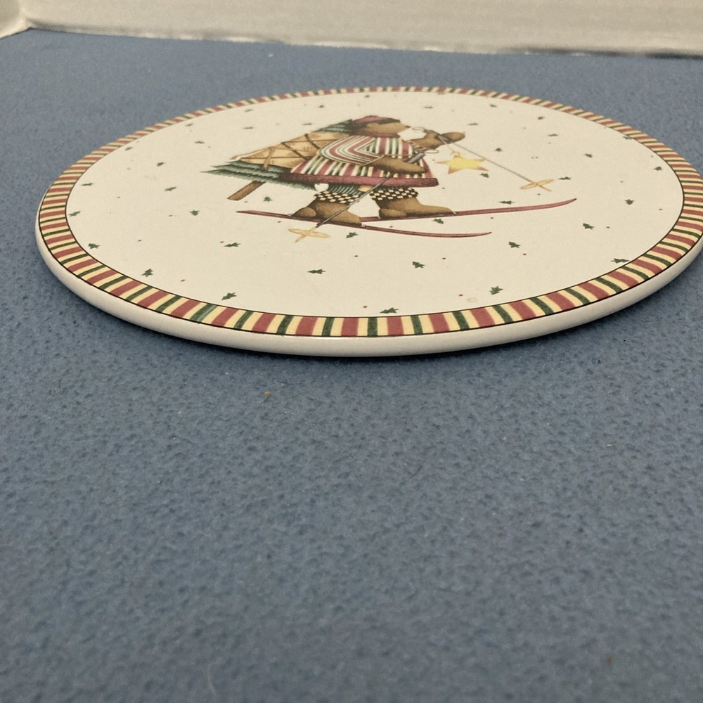 Sakura Debbie Mumm "Sledding Characters" Bear Round 9.5" Trivet Tray Cake Plate‎ - Picture 2 of 7